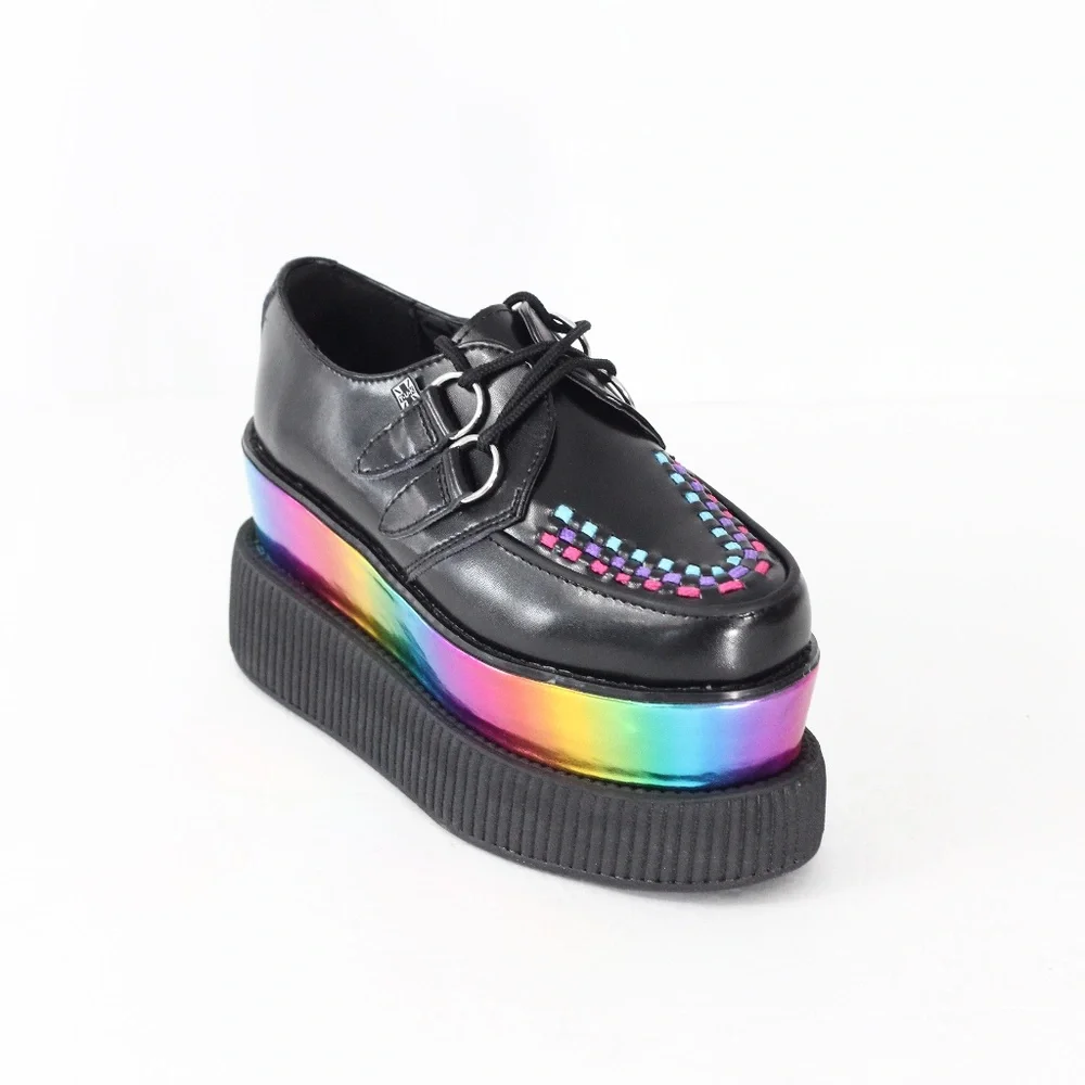 TUK Rainbow Creepers Platform Shoes New Women sz 6 Colorful Oxford